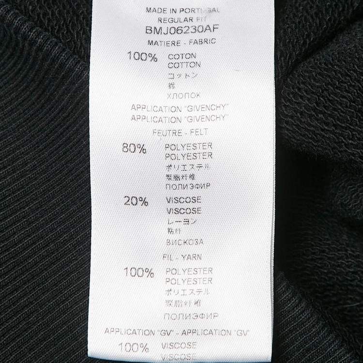 Pre Owned Givenchy Black Cotton Knit Applique Detail Hooded Sweatshirt L 