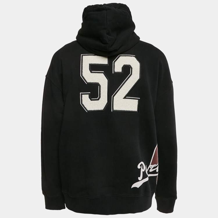 Pre Owned Givenchy Black Cotton Knit Applique Detail Hooded Sweatshirt L 