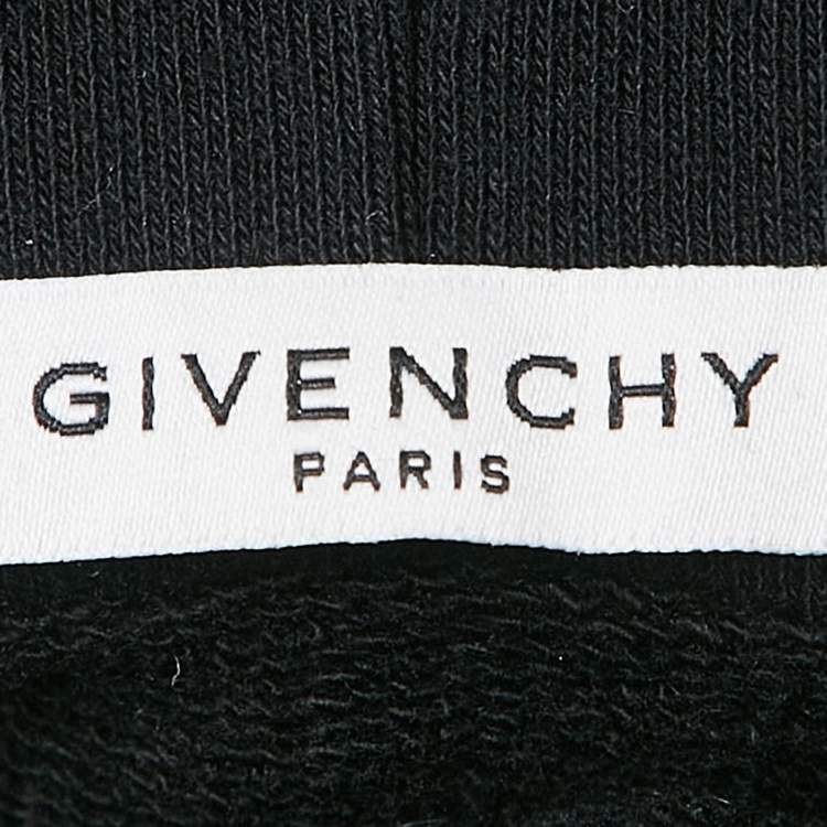 Pre Owned Givenchy Black Cotton Knit Applique Detail Hooded Sweatshirt L 