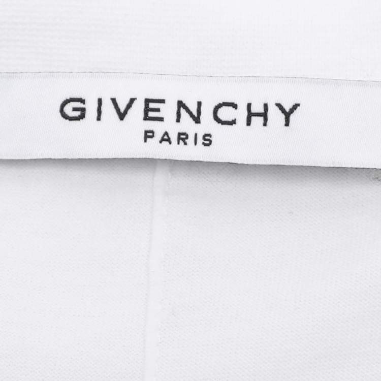 Pre Owned Givenchy White Logo Print Cotton Distressed T-Shirt S