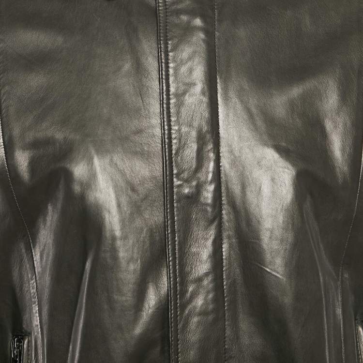 Pre Owned Givenchy Black Leather Zip-Up Jacket XXL