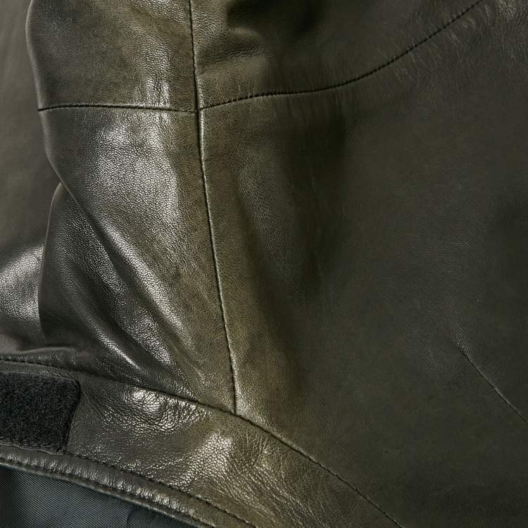 Pre Owned Givenchy Black Leather Zip-Up Jacket XXL