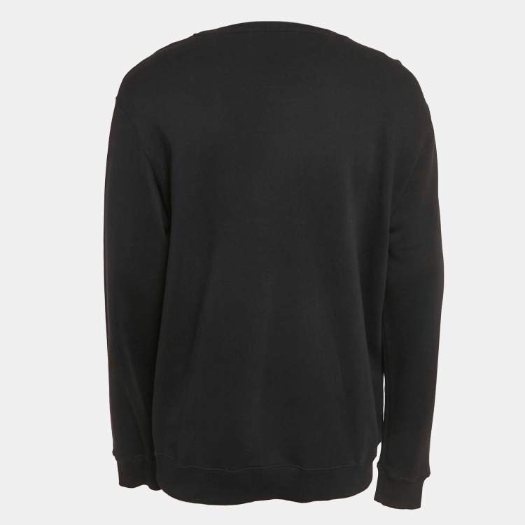 Pre Owned Givenchy Black Signature Embroidered Cotton Knit Crewneck Sweatshirt M