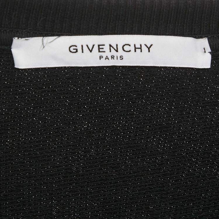 Pre Owned Givenchy Black Signature Embroidered Cotton Knit Crewneck Sweatshirt M