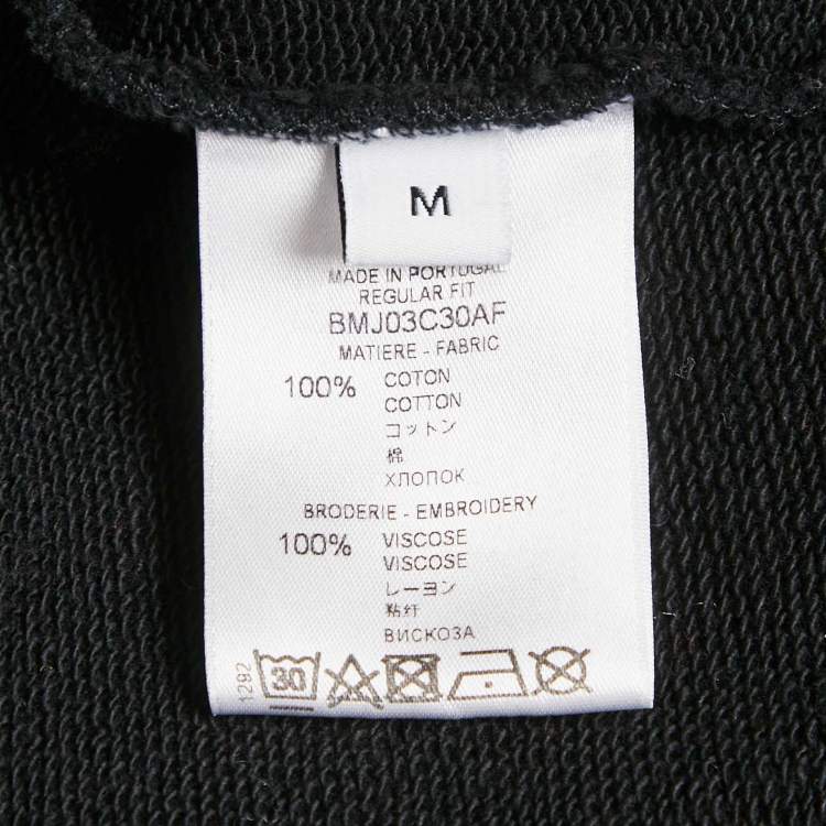 Pre Owned Givenchy Black Signature Embroidered Cotton Knit Crewneck Sweatshirt M