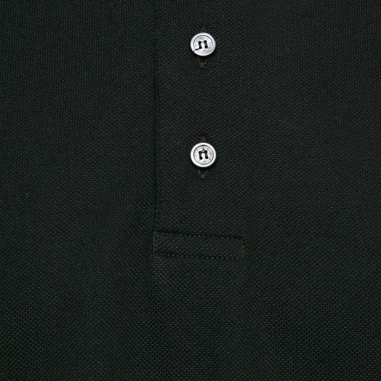 Pre Owned Givenchy Black Logo Tape Cotton Pique Polo T-Shirt M