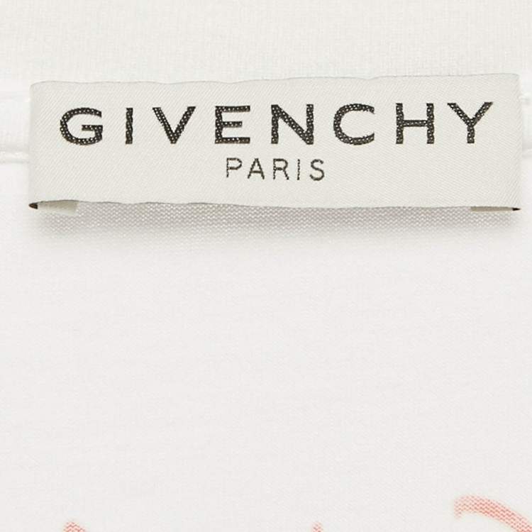 Pre Owned Givenchy White Logo Print Cotton Crew Neck XL