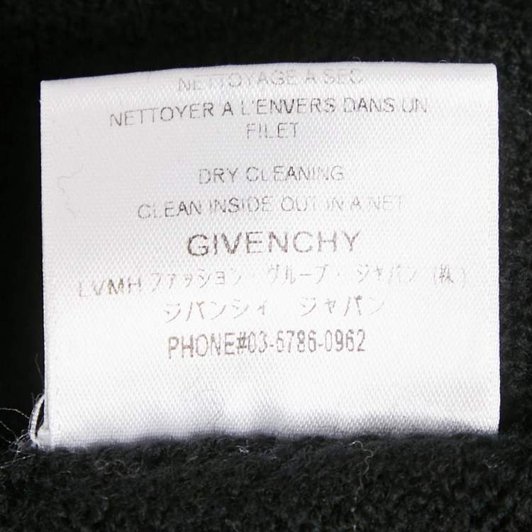 Pre Owned Givenchy Black Logo Intarsia Wool Knit Sweater M
