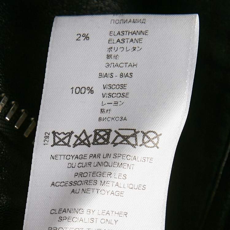 Pre Owned Givenchy Black/Blue Leather and Satin Bomber Jacket XL