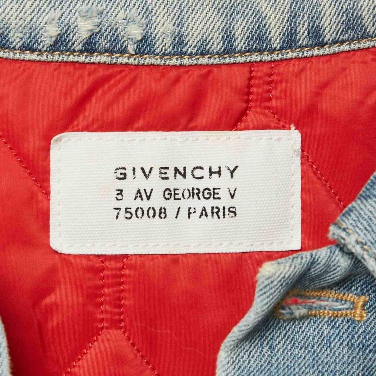 Pre Owned Givenchy Blue/Black Denim and Nylon Button Front Jacket M