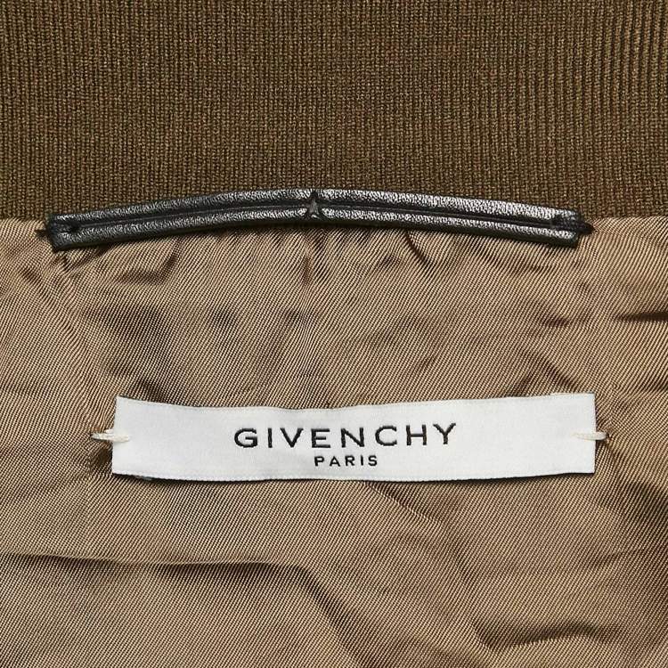 Pre Owned Givenchy Brown Nylon & Leather Bomber Jacket M