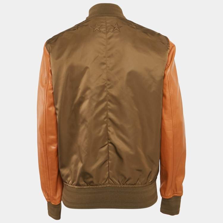Pre Owned Givenchy Brown Nylon & Leather Bomber Jacket M