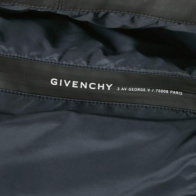 Pre Owned Givenchy Black/Navy Blue Leather and Nylon Blouson Jacket L