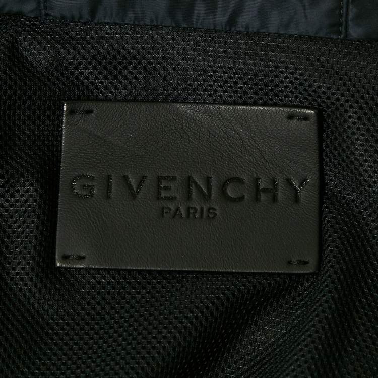 Pre Owned Givenchy Black/Navy Blue Leather and Nylon Blouson Jacket L