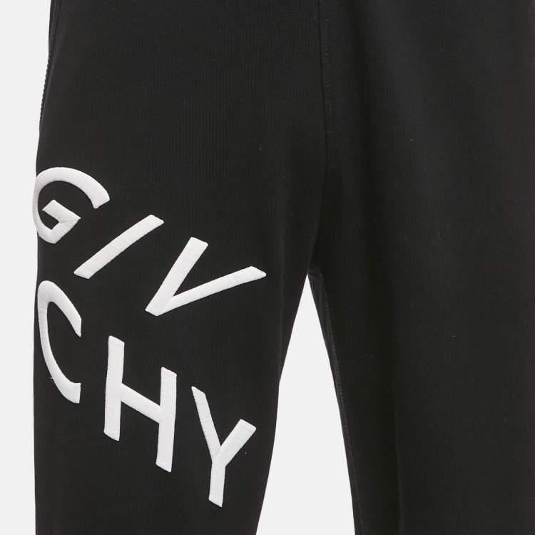 Pre Owned Givenchy Black Logo Embroidery Cotton Knit Joggers S