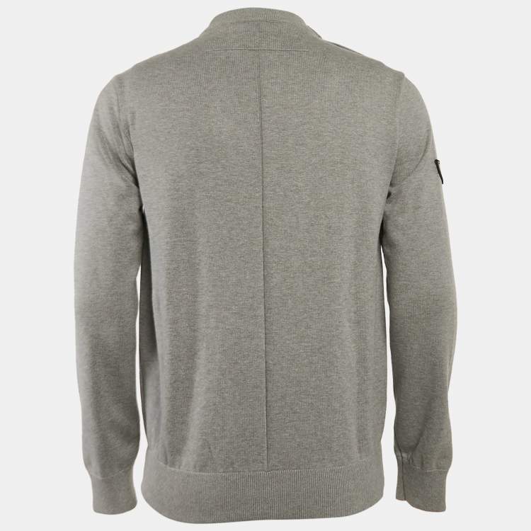 Pre Owned Givenchy Grey Cotton Colorblock Crew Neck Sweatshirt S