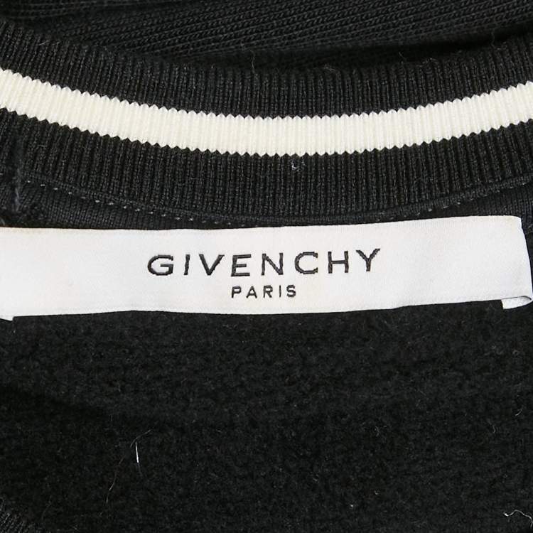 Pre Owned Givenchy Black/White Embroidered Cotton Sweatshirt XS