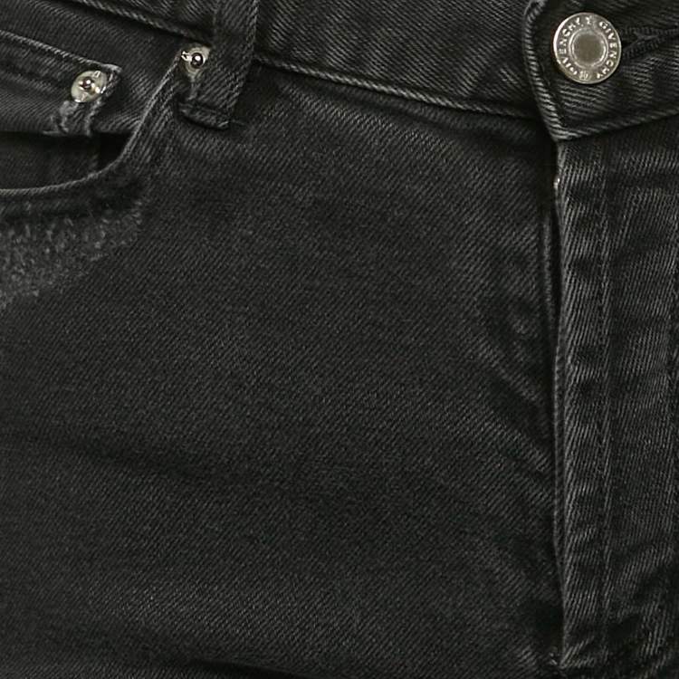 Pre Owned Givenchy Grey Ripped Denim Skinny Jeans L Waist 33"
