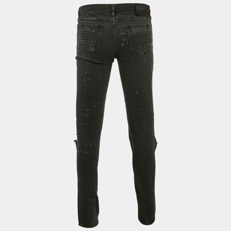 Pre Owned Givenchy Grey Ripped Denim Skinny Jeans L Waist 33"