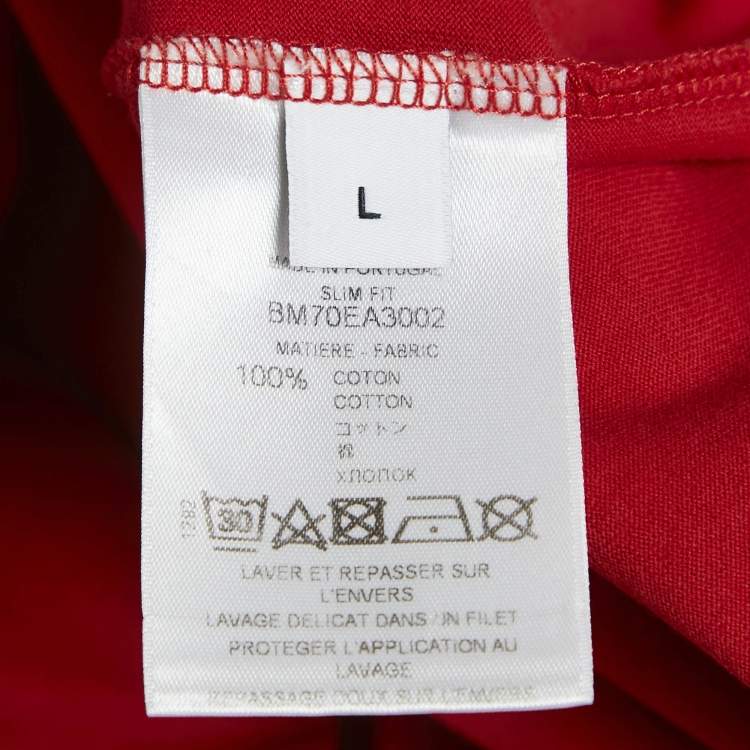 Pre Owned Givenchy Red Applique Jersey Crewneck T-Shirt L