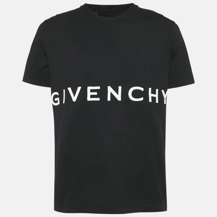 Pre Owned Givenchy Black Logo Embroidered Jersey Slim Fit T-Shirt L