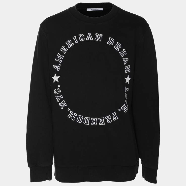 Pre Owned Givenchy Black Cotton American Dream Varsity Text Sweatshirt M