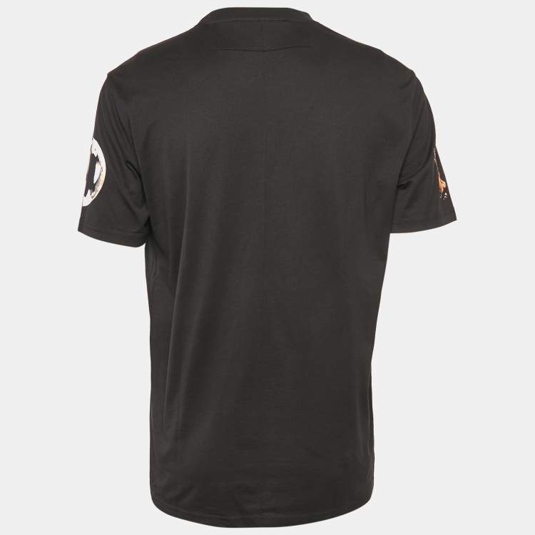 Pre Owned Givenchy Black Fire Print Jersey T-Shirt XL