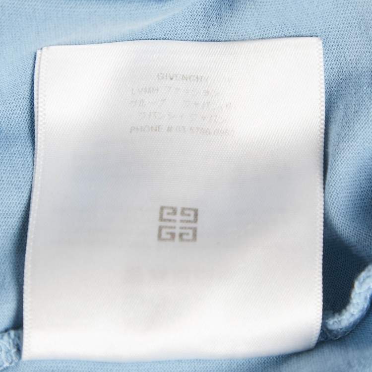 Pre Owned Givenchy Blue Cotton Logo Embroidered Crew Neck T-Shirt XS