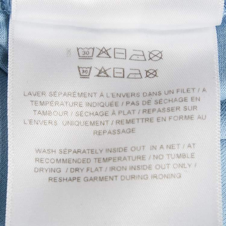 Pre Owned Givenchy Blue Cotton Logo Embroidered Crew Neck T-Shirt XS