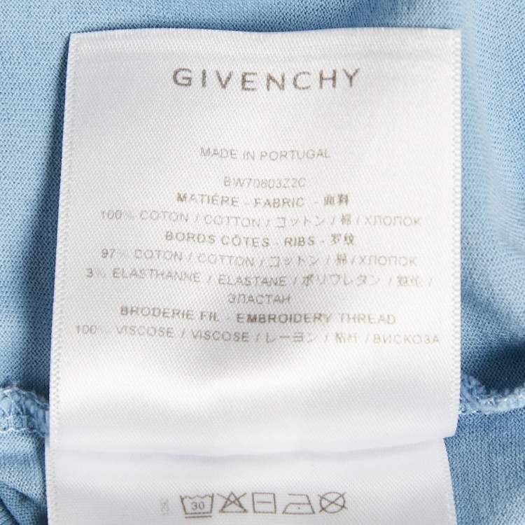 Pre Owned Givenchy Blue Cotton Logo Embroidered Crew Neck T-Shirt XS