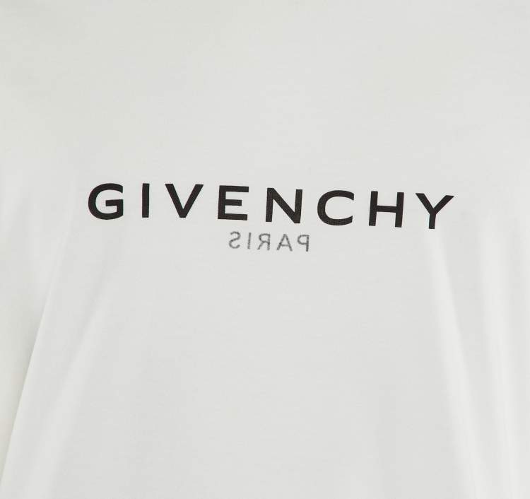 Pre Owned Givenchy White Reverse Logo Cotton Slim Fit T-Shirt L