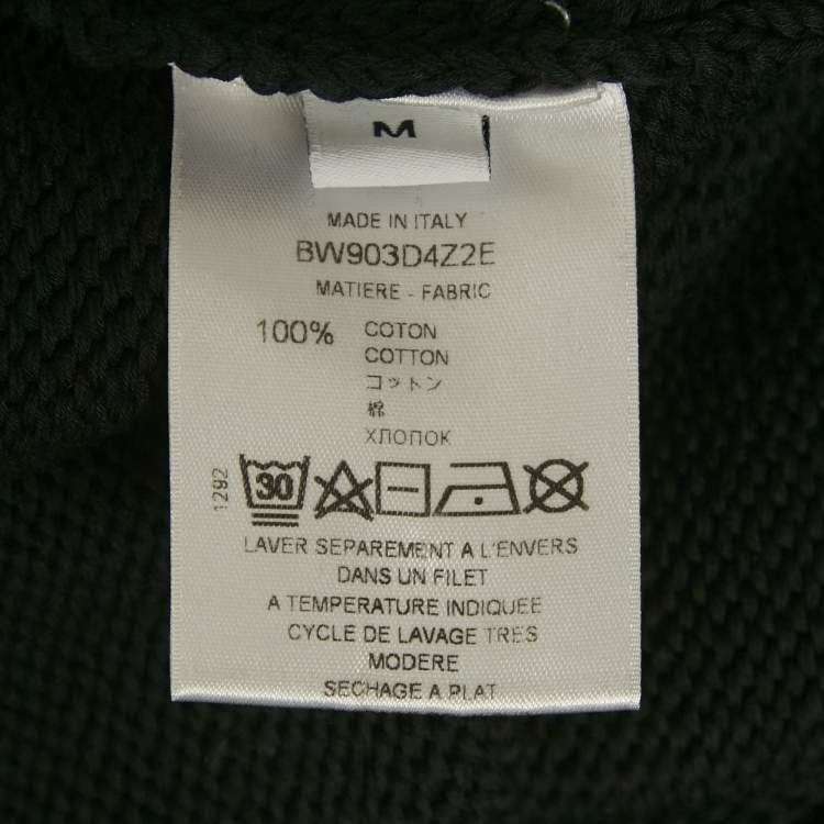 Pre Owned Givenchy Navy Blue Logo Intarsia Rib Knit Crew Neck Sweatshirt M