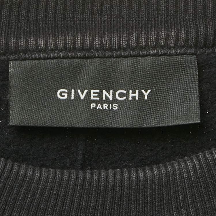 Pre Owned Givenchy Black Madonna Star Print Satin and Cotton Knit Sweatshirt M