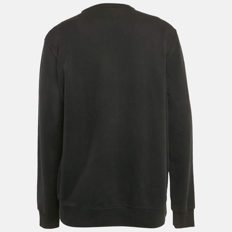 Pre Owned Givenchy Black Madonna Star Print Satin and Cotton Knit Sweatshirt M
