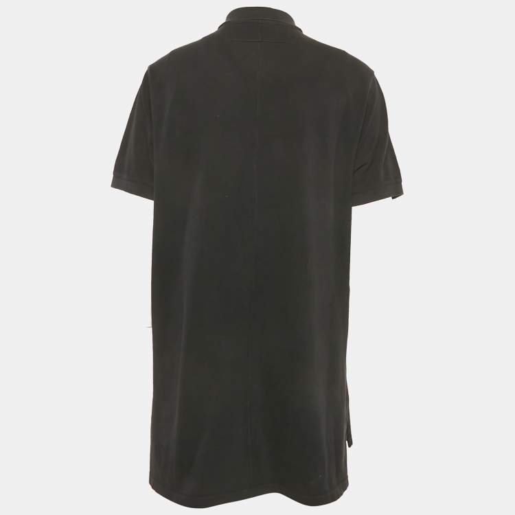 Pre Owned Givenchy Black Skull Printed Cotton Pique Polo T-Shirt XL