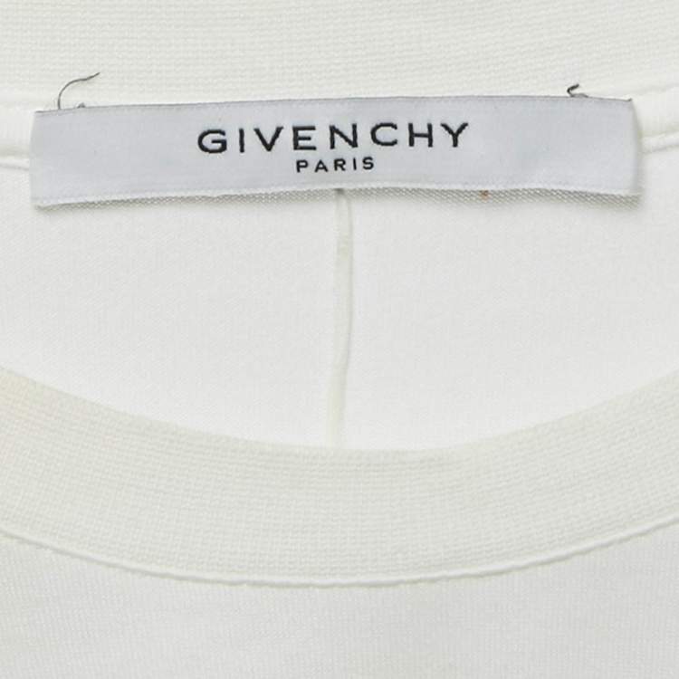 Pre Owned Givenchy White Logo Band Trim Jersey T-Shirt XS