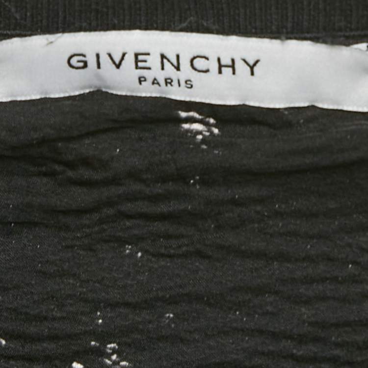 Pre Owned Givenchy Black Logo Print Cotton Knit Distressed Sweatshirt M
