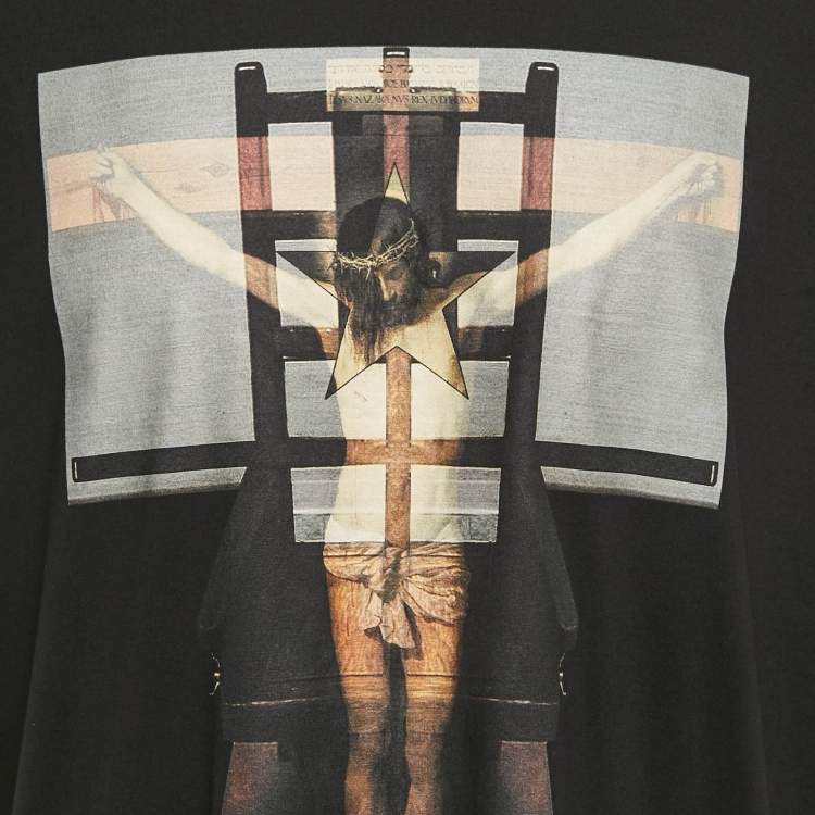 Pre Owned Givenchy Black Crucifixion Print Jersey T-Shirt L