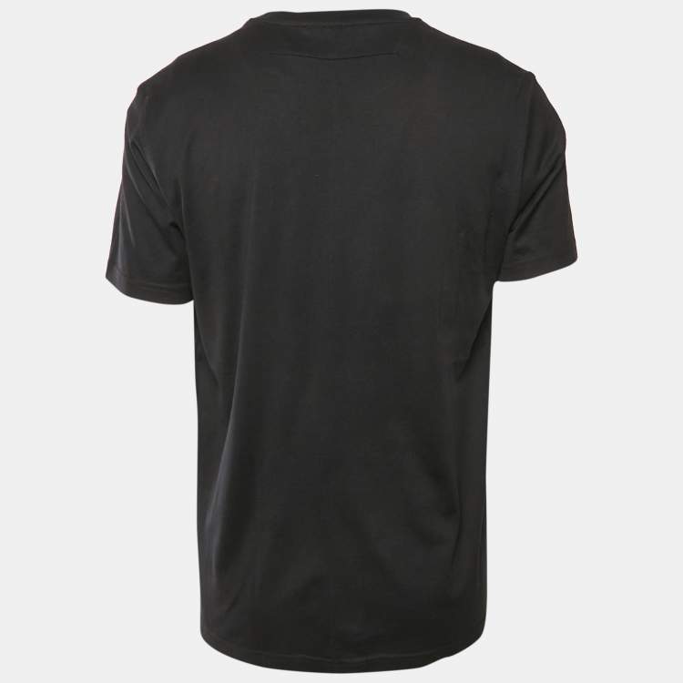 Pre Owned Givenchy Black Cotton Knit Logo Patch Crew Neck T-Shirt XL