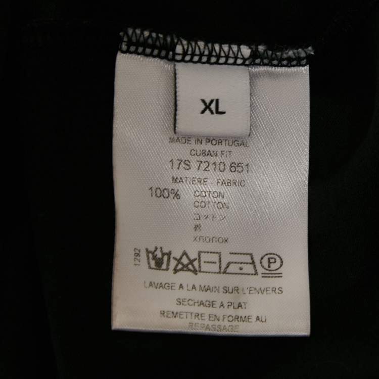 Pre Owned Givenchy Black Cotton Knit Logo Patch Crew Neck T-Shirt XL