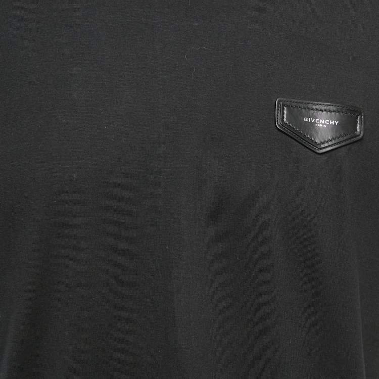 Pre Owned Givenchy Black Cotton Knit Logo Patch Crew Neck T-Shirt XL