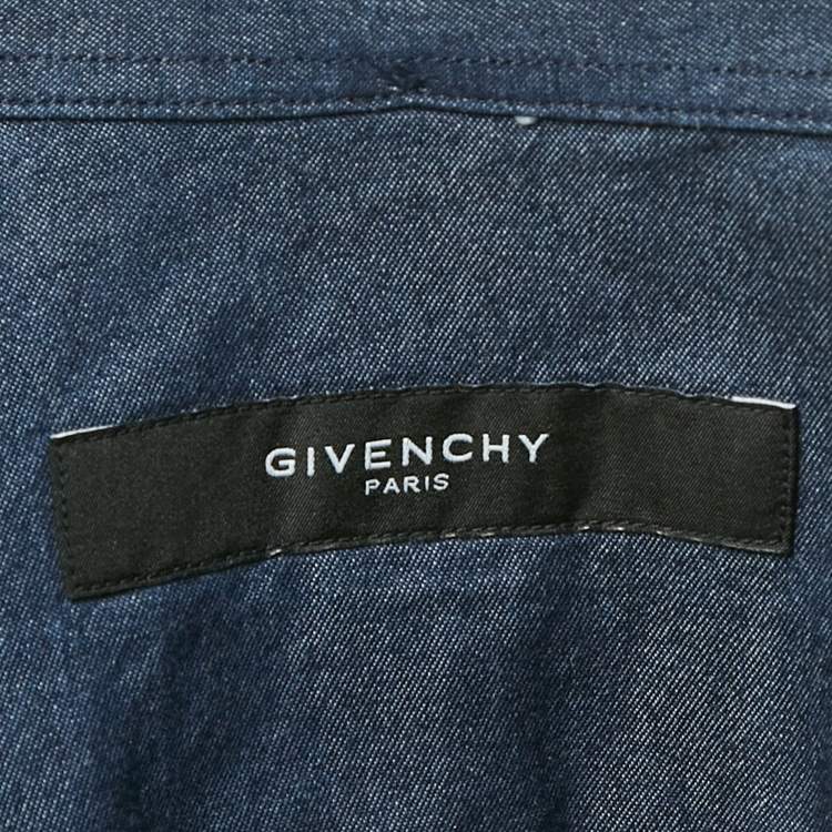 Pre Owned Givenchy Blue Denim Paneled Long Sleeve Shirt XL