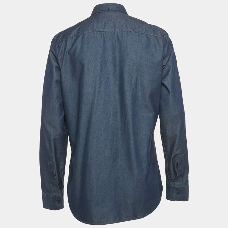 Pre Owned Givenchy Blue Denim Paneled Long Sleeve Shirt XL