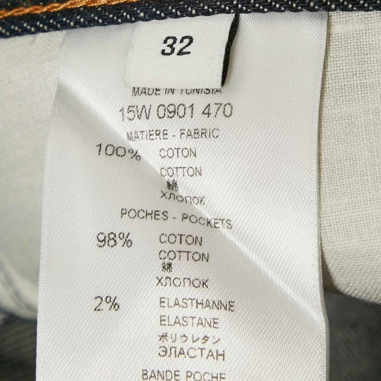 Pre Owned Givenchy Dark Blue Denim Leather Trim Pocket Detail Jeans M Waist 32"