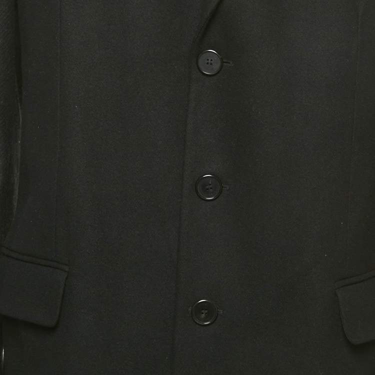 Pre Owned Givenchy Black Wool Zipper Detail Coat XXL