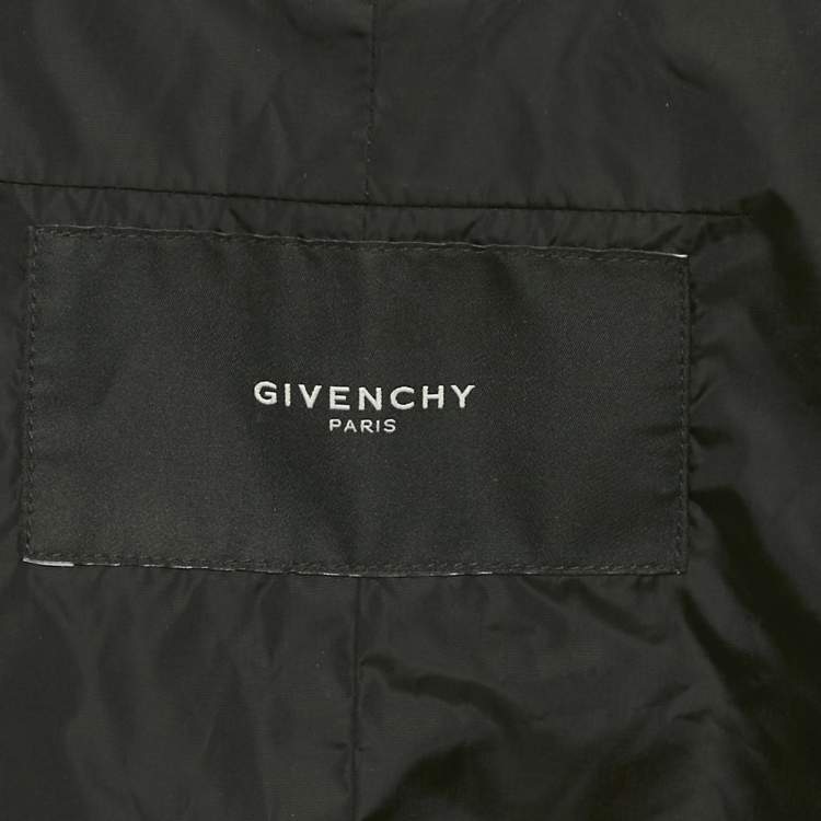 Pre Owned Givenchy Black Chevron Print Nylon Hooded Parka Jacket L 