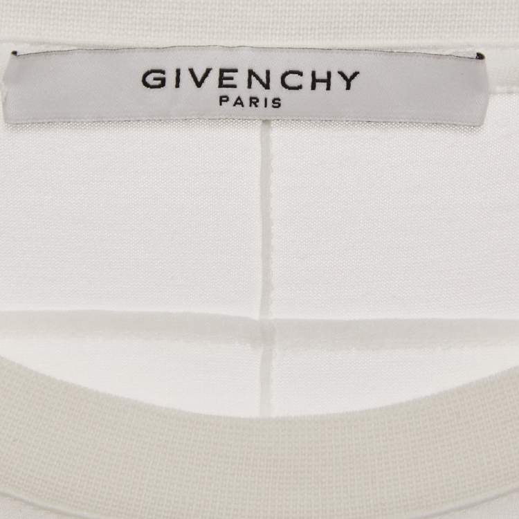 Pre Owned Givenchy White Rottweiler Applique Cotton T-Shirt L