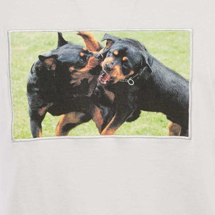 Pre Owned Givenchy White Rottweiler Applique Cotton T-Shirt L