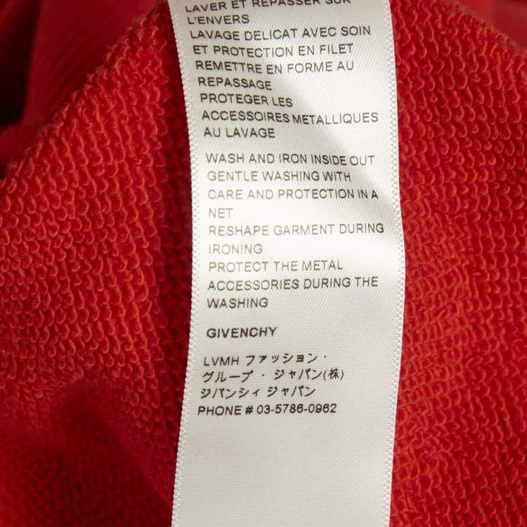 Pre Owned  Givenchy Red Drifter Return Print Cotton Knit Oversized Hoodie L 
