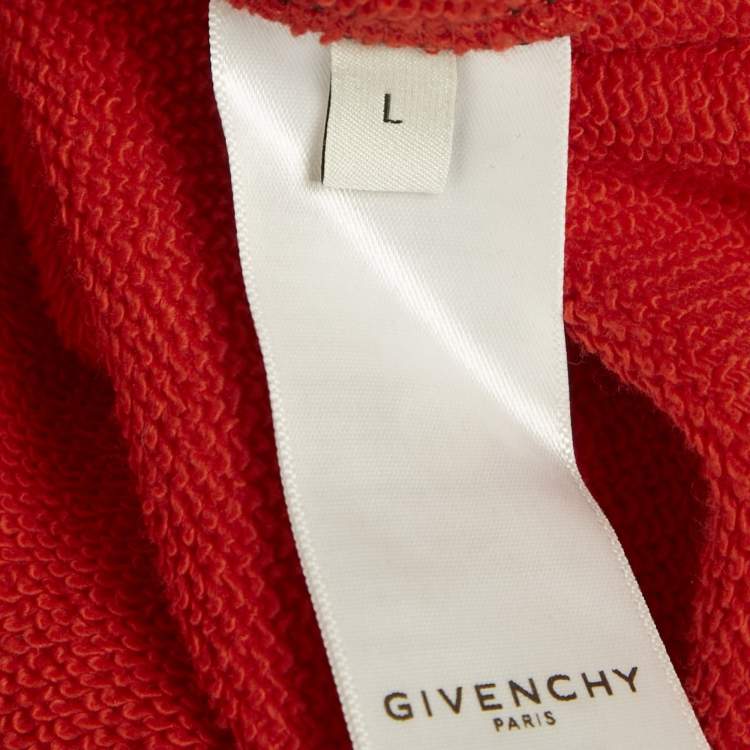 Pre Owned  Givenchy Red Drifter Return Print Cotton Knit Oversized Hoodie L 